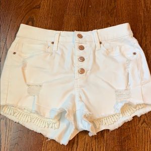 White jean shorts